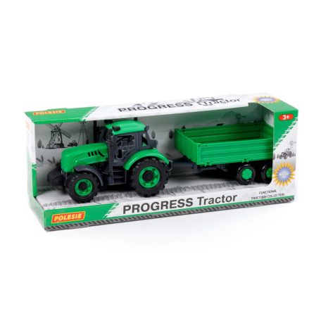 Polesie Toys Traktor Progress utánfutóval - Zöld