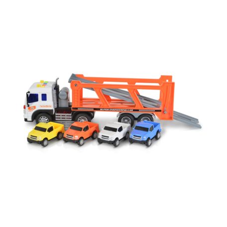 Autószállító hanggal és fénnyel 4 kisautóval