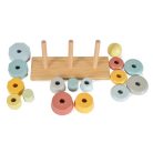 Tooky Toy Fa játék toronyépítő 3 dbos szett Montessori Pasztell