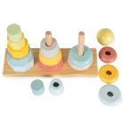Tooky Toy Fa játék toronyépítő 3 dbos szett Montessori Pasztell