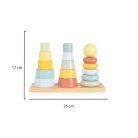 Tooky Toy Fa játék toronyépítő 3 dbos szett Montessori Pasztell