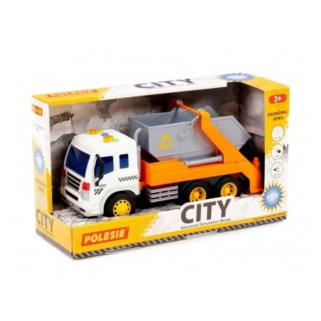 Polesie Toys City konténeres autó - fehér/sárga 