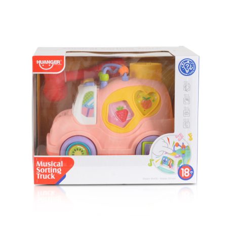 Huanger zenélő formabedobós műanyag kisautó - Rózsaszín -klón