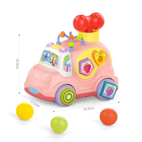 Huanger zenélő formabedobós műanyag kisautó - Rózsaszín -klón