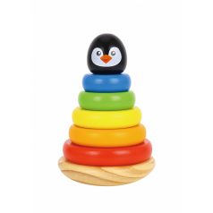Tooky Toy Fa játék gyűrűpiramis pingvin 12+hó