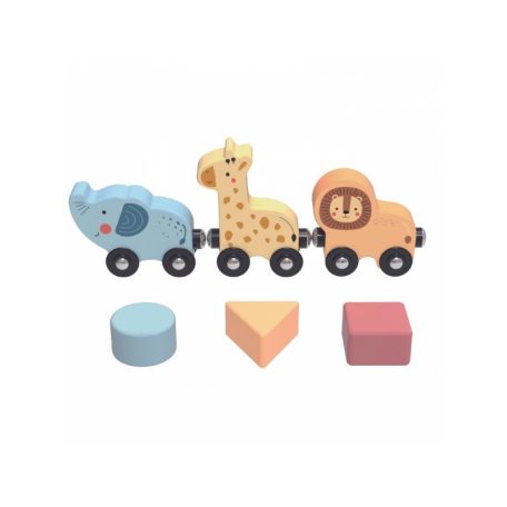 Tooky Toy Montessori Aktivity kerek asztalka, golyópályával, sínnel, állatokkal 