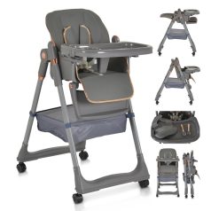   Moni LINDO multifunkciós etetőszék (ajándék szilikon előke, kanál és villa) - Szürke