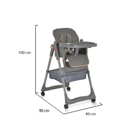 Moni LINDO multifunkciós etetőszék (ajándék szilikon előke, kanál és villa) - Szürke