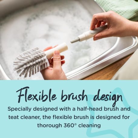 Tommee Tippee  2 in 1 clean cumisüveg mosó kefe - szürke