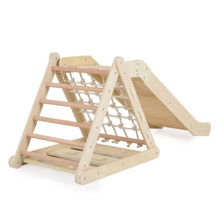 Moni Toys PIKLER 2in1 fa mászóka és csúszda Montessori 155*57cm - Natur 