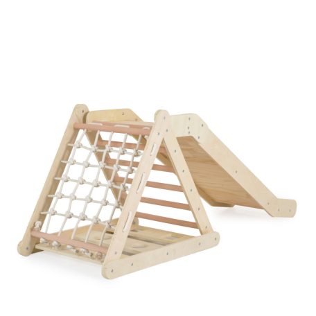 Moni Toys PIKLER 2in1 fa mászóka és csúszda Montessori 155*57cm - Natur 