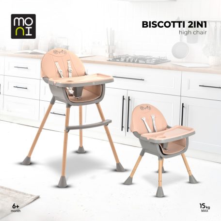Moni Biscotti 2in1 fix etetőszék - Rózsaszín