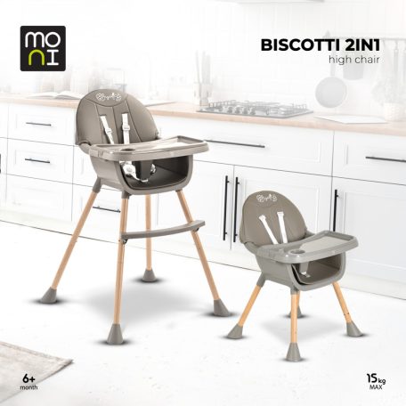 Moni Biscotti 2in1 fix etetőszék - Szürke 