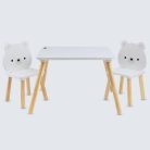 Moni FAJÁTÉK asztal+2 szék szett MACIS - fehér