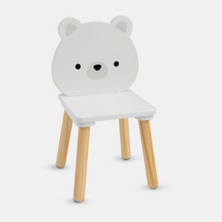 Moni FAJÁTÉK asztal+2 szék szett MACIS - fehér