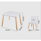 Moni FAJÁTÉK asztal+2 szék szett MACIS - fehér