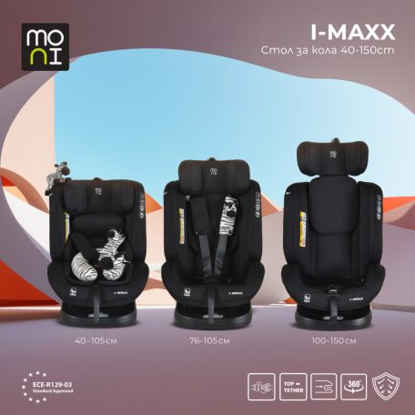 Moni i-Maxx i-Size Isofix gyermekülés (40-150 cm) - Fekete