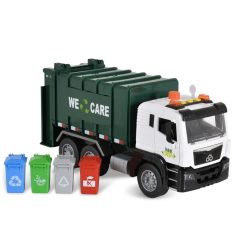 Szemétszállító autó hanggal és fénnyel - fehér/zöld