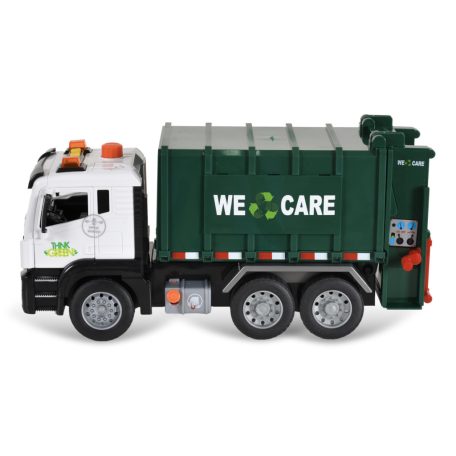 Szemétszállító autó hanggal és fénnyel - fehér/zöld
