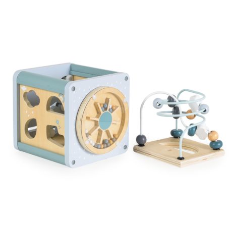 Moni Toys  fa activity kocka xilofonnal, drót pályával - kék