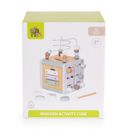 Moni Toys  fa activity kocka xilofonnal, drót pályával - kék