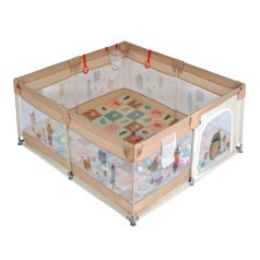   Moni Game Zone összecsukható járóka szőnyeggel, 60 labdával 120x120cm - Bézs