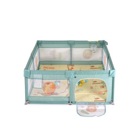Moni Game Zone összecsukható járóka szőnyeggel, 60 labdával 120x120cm - Menta