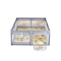   Moni Game Zone összecsukható járóka szőnyeggel, 60 labdával 120x120cm - Szürke