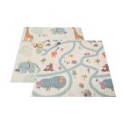 Moni Game Zone összecsukható járóka szőnyeggel, 60 labdával 120x120cm - Szürke