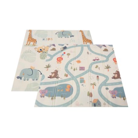 Moni Game Zone összecsukható járóka szőnyeggel, 60 labdával 120x120cm - Szürke