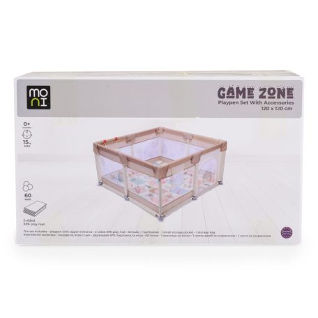 Moni Game Zone összecsukható járóka szőnyeggel, 60 labdával 150x200cm - Menta