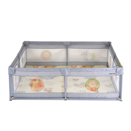 Moni Game Zone összecsukható járóka szőnyeggel, 60 labdával 150x200cm - Szürke 