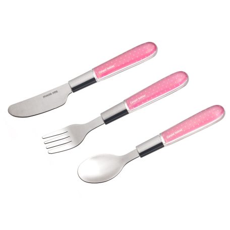 Canpol fém evőeszköz kanál, villa, kés 18hó+ rózsaszín