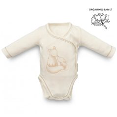   Kenguru Gold Átlapolt csecsemő kombidressz (50-56) ekrü róka mintával