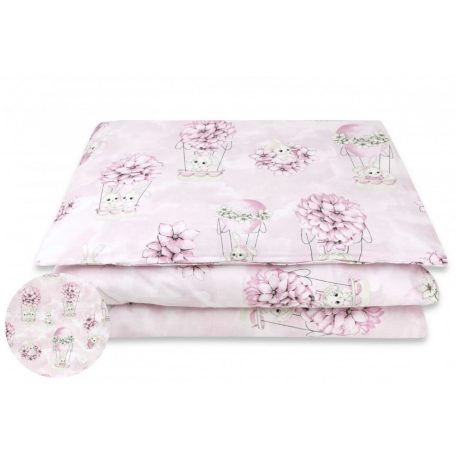 Baby Shop ágynemű huzat 100*135 cm - Rózsaszín virágos nyuszi