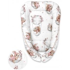 Baby Shop babafészek 55x75 cm - Holdas nyuszi rózsaszín