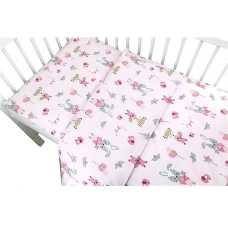 Baby Shop ágynemű huzat 90*120cm - rózsaszín róka és nyuszi