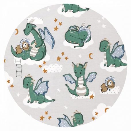 Baby Shop ágynemű huzat 90*120cm - szürke/zöld sárkány 