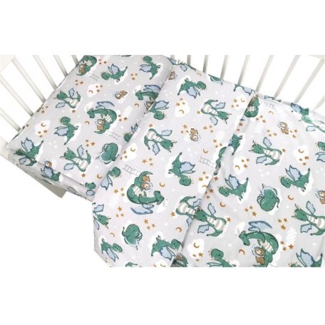 Baby Shop ágynemű huzat 90*120cm - szürke/zöld sárkány 