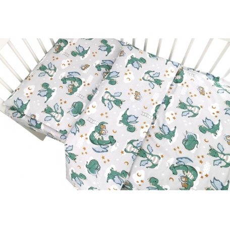 Baby Shop 2 részes babaágynemű - szürke/zöld sárkány 
