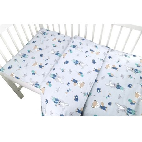 Baby Shop ágynemű huzat 100*135 cm - kék róka és nyuszi 