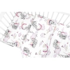   Baby Shop ágynemű huzat 100*135 cm - szivárványos elefánt rózsaszín 