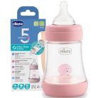 Chicco Perfect5 biofunkcionális cumisüveg 150 ml lassú folyású 0h + rózsaszín