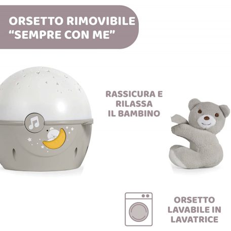 Chicco NEXT2 STARS babaágyra rögzíthető projektor plüss macival - Neutral