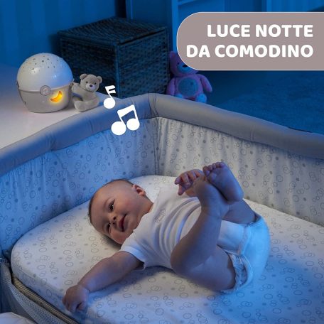 Chicco NEXT2 STARS babaágyra rögzíthető projektor plüss macival - Neutral