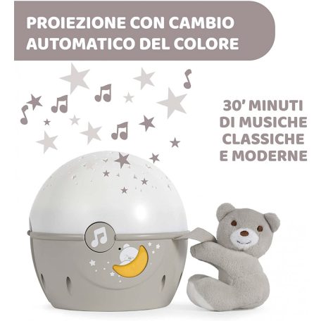 Chicco NEXT2 STARS babaágyra rögzíthető projektor plüss macival - Neutral