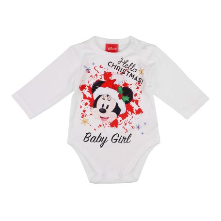 Disney Baby hosszú ujjú body 86cm fehér - Minnie "Hello Christmas Baby girl"