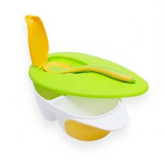 Baby Bruin osztott tányér kanállal - zöld