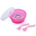 Canpol babies fedeles tányér kanállal és villával - rózsaszín 