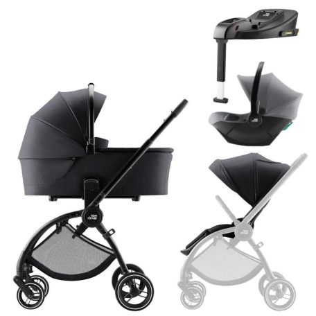 Britax Römer Rio Style babakocsi szett (Rio babakocsi + mózeskosár) ajándék Baby-Safe Core hordozó + bázis - Carbon Black
